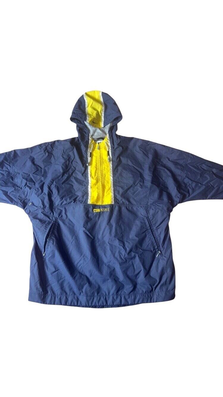 Vintage Y2K Nike women's Anorak Windbreaker Jacket  Size- Small Blue & Yellow
